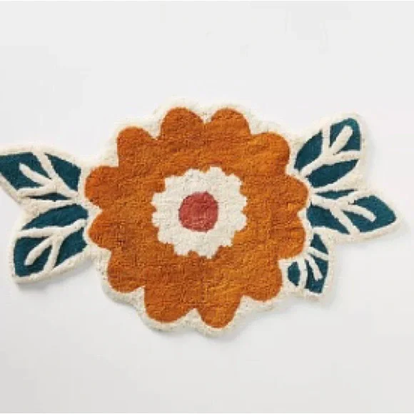 Anthropologie Bath Mat Cotton Floral New With Tag - Picture 1 of 4